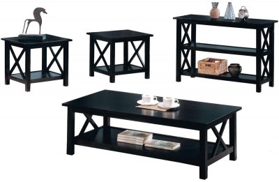 Rich Cappuccino Finish Modern 3Pc Coffee Table Set w/Options