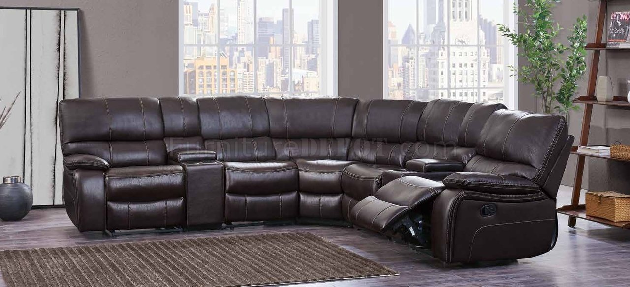 U0040 Motion Sectional Sofa in Espresso Bonded Leather by Global
