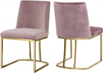 Heidi Dining Chair 776 Set of 2 Pink Velvet Fabric by Meridian [MRDC-776 Heidi Pink]