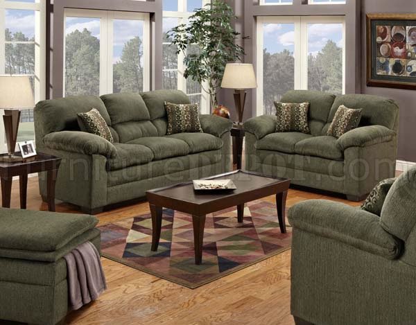 Forest Fabric Sofa and Loveseat Set w/Optional Chair & Ottoman