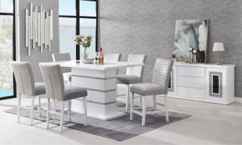 Monaco Bar Table 5Pc Set White by Global w/03 BS Barstools [GFDS-Monaco-WHT-REC-BT-03-BS]