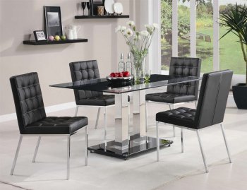 Tempered Glass Top Modern 5Pc Dining Set w/Chrome Finish Base [CRDS-102311 Rolien]