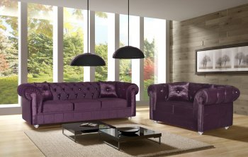 Chesterfield Sofa in Prune Micro Velvet by Rain w/Options [RNS-Chesterfield Prune]