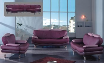 Multitonal Purple Leather Living Room Sofa w/Options [EFS-79]