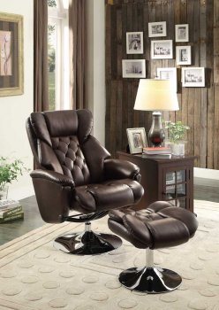 Aleron Swivel Reclining Chair 8548BRW w/Ottoman by Homelegance [HERC-8548BRW Aleron]