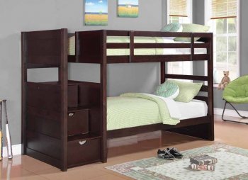 Elliot 460441 Twin over Twin Bunk Bed in Cappuccino by Coaster [CRKB-460441 Elliott]