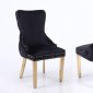 Leo Gold Dining Chair Set of 2 in Black Fabric