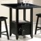 Black Finish Contemporary Counter Height Dinette w/Storage Table