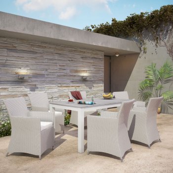 Junction 7 Piece Outdoor Dining Set in Gray/White by Modway [MWOUT-EEI-1748-GRY-WHI-SET]