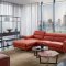 S266 Sectional Sofa in Orange Leather by Beverly Hills