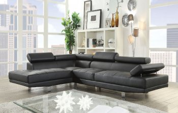 Connor Sectional Sofa 52650 in Black PU by Acme [AMSS-52650-Connor-Black]