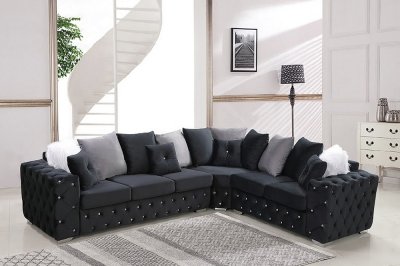 LCL-027 Sectional Sofa in Black Velvet