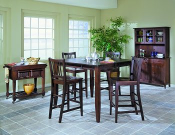 Warm Espresso Finish Casual 5Pc Pub/Dinette Set w/Wooden Seats [HEDS-759-42-5pc]