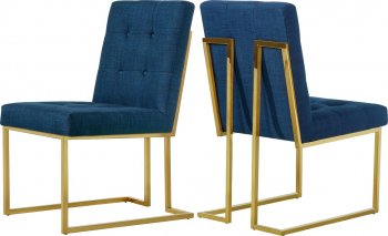 Victoria Dining Chair 715 Set of 2 Navy Linen Fabric - Meridian [MRDC-715 Victoria Navy]