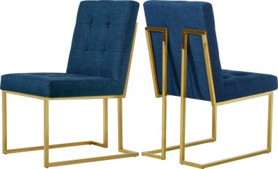 Victoria Dining Chair 715 Set of 2 Navy Linen Fabric - Meridian