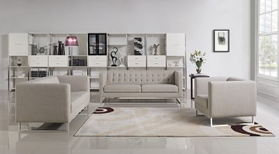 Dominic Sofa 3Pc Set in Light Grey Fabric by VIG