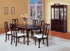 Brown Finish Transitional 7Pc Dining Set w/Extension Leaf