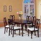 Brown Finish Transitional 7Pc Dining Set w/Extension Leaf