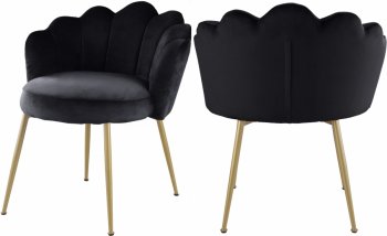 Claire Dining Chair 748 Set of 2 Black Velvet Fabric by Meridian [MRDC-748 Claire Black]