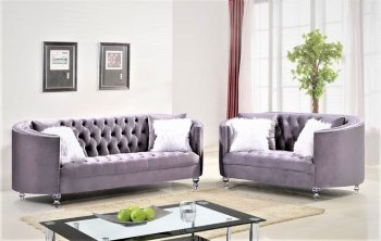 LCL-008 Sofa & Loveseat Set in Gray Velvet [BDS-LCL-008 Gray]