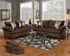 Cocoa Fabric Modern Sofa & Loveseat Set w/Options