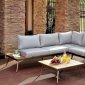 Evita Outdoor Patio Sectional CM-OS2582 in Light Gray & Oak