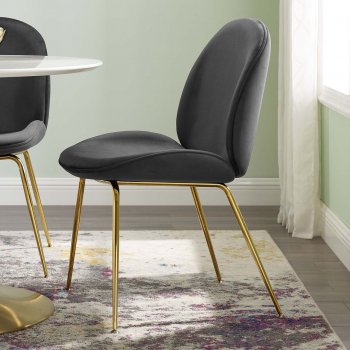 Scoop Dining Chair 3548 Set of 2 in Black Velvet by Modway [MWDC-3548 Scoop Black]