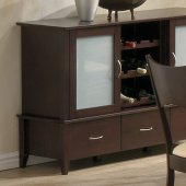 Merlot Finish Modern Sideboard w/Frosted Glass Doors