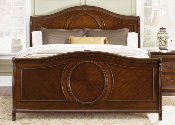 Cognac Finish Classic Sleigh Bed w/Optional Case Goods [LFBS-660-BR-Sleigh]