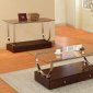 Clear Glass Top Modern Coffee Table w/Wood Box Base & Drawers