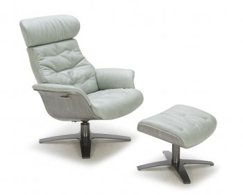 Karma Lounge Chair in Mint Green Leather by J&M [JMAC-Karma Mint Green]