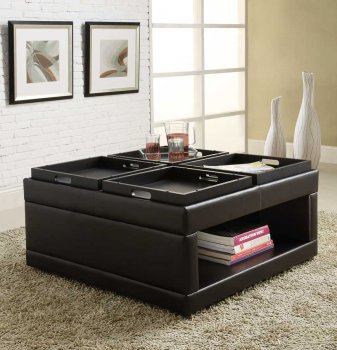 Fleming Cocktail Ottoman 4732PU by Homelegance in Dark Vinyl [HEO-4732PU Fleming]