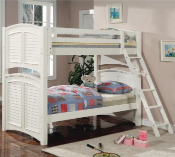 White Finish Classic Convertible Twin over Twin/Full Bunk Bed [CRKB-460073]