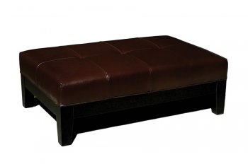 Brown Color Contemporary Leather Ottoman [WIO Y-193]