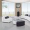 White Leather 5Pc Modern Sectional Sofa W/Glass Top End Tables