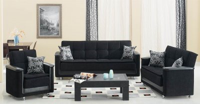 Dark Grey Fabric Modern Sofa Bed Convertible w/Options