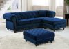 Sabrina Sectional Sofa 667 in Navy Velvet Fabric by Meridian