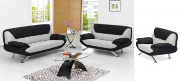 Black and Grey Two-Tone Microfiber Modern Living Room Set [AES-7040MFBG]