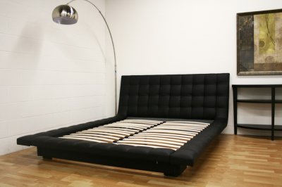 Celia Platform Bed in Black Faux Leather by Wholesale Interiors