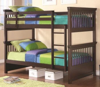 Oliver 460266 Twin over Twin Bunk Bed in Cappuccino by Coaster [CRKB-460266 Oliver]