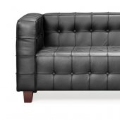 Black Full Leather Contemporary Living Room Sofa w/Options