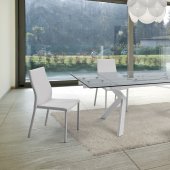 Banco 5p Dining Set in White & Glass by Whiteline Imports