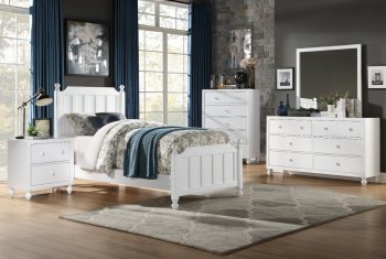 Wellsummer 4Pc Youth Bedroom Set 1803W in White by Homelegance [HEKB-1803W-Wellsummer]