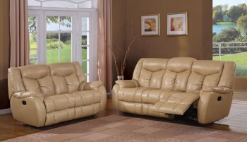 Beige Bonded Leather Upholstered Modern Living Room Set [CVS-Safari]