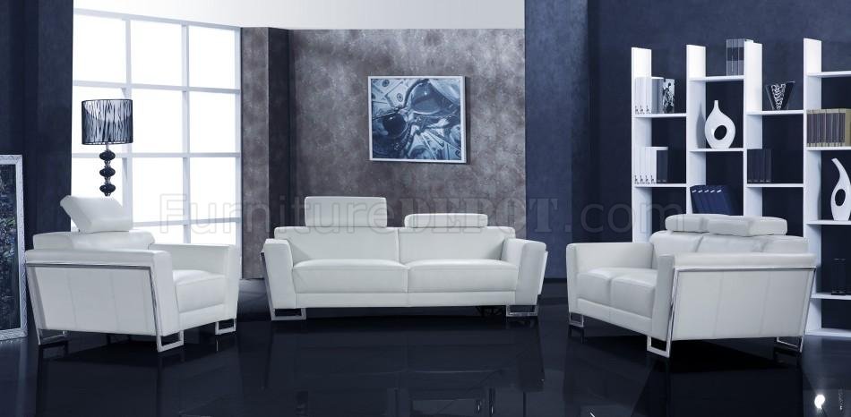 White Leather Modern 3PC Living Room Set