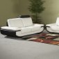 White & Black Full Leather Modern Sofa w/Optional Items