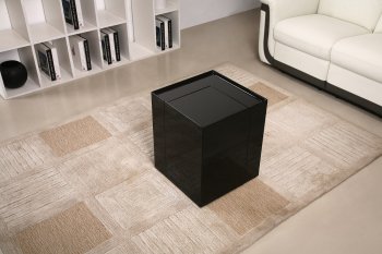 Black High Gloss Finish Modern End Table w/Mini Bar [JMCT-P205B-Black]