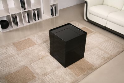 Black High Gloss Finish Modern End Table w/Mini Bar