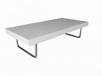 White Finish Modern Coffee Table w/Metal Legs [GRCT-TA-01L-WH]