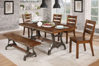 Leann Industrial Dining Table CM3601T in Brown Cherry w/Options [FADS-CM3601T-Leann]